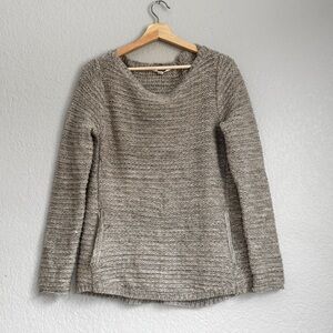 Athleta 100% Merino Wool Knit Sweater Size M Neutral Gray